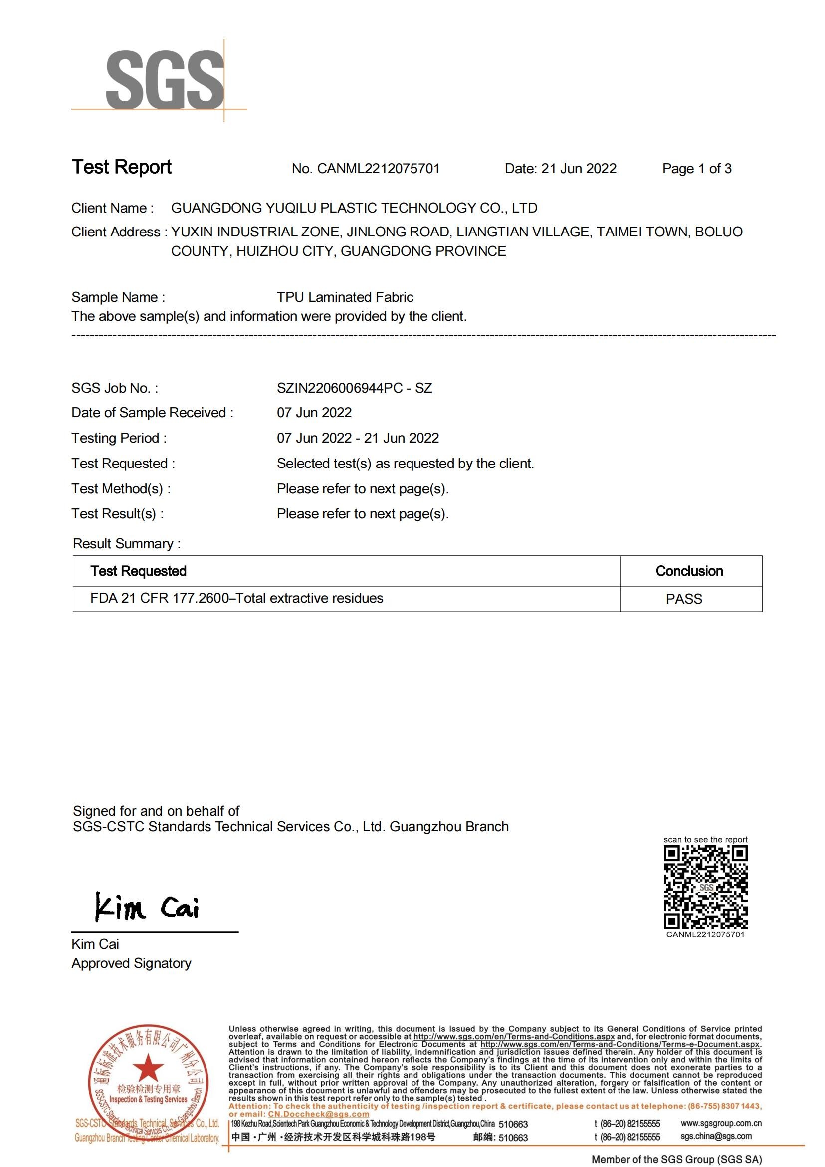 Chine Dongguan Miren outdoor products Co., Ltd Certifications